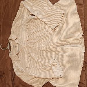 Croft & Barrow Off White & Tan Blouse Size Large